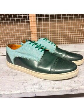 Undandy Custom Loafer Sneaker Shoes Green Leather Size 44 (US Size 11) Portugal